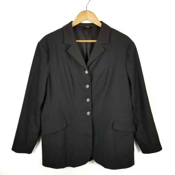 Devon Aire Jackets & Blazers - Devon Aire Vintage Women's Black Stretch Wool Blend Equestrian Blazer Size Large